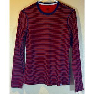 NWOT Patagonia Capilene 1 Base Layer Long Sleeve Red Blue Striped Long Tee Shirt